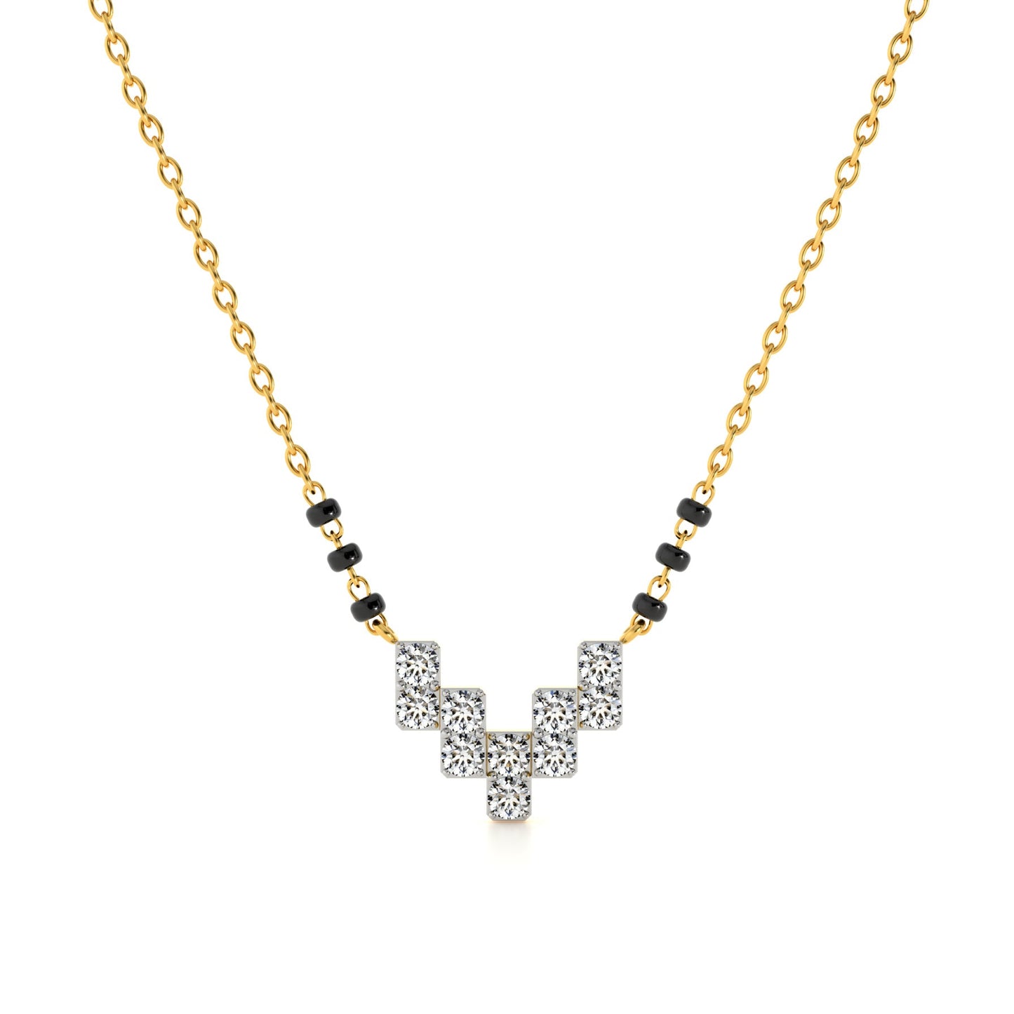 Elegant Geometric 9KT Gold Laboratory Grown Diamond Mangalsutra