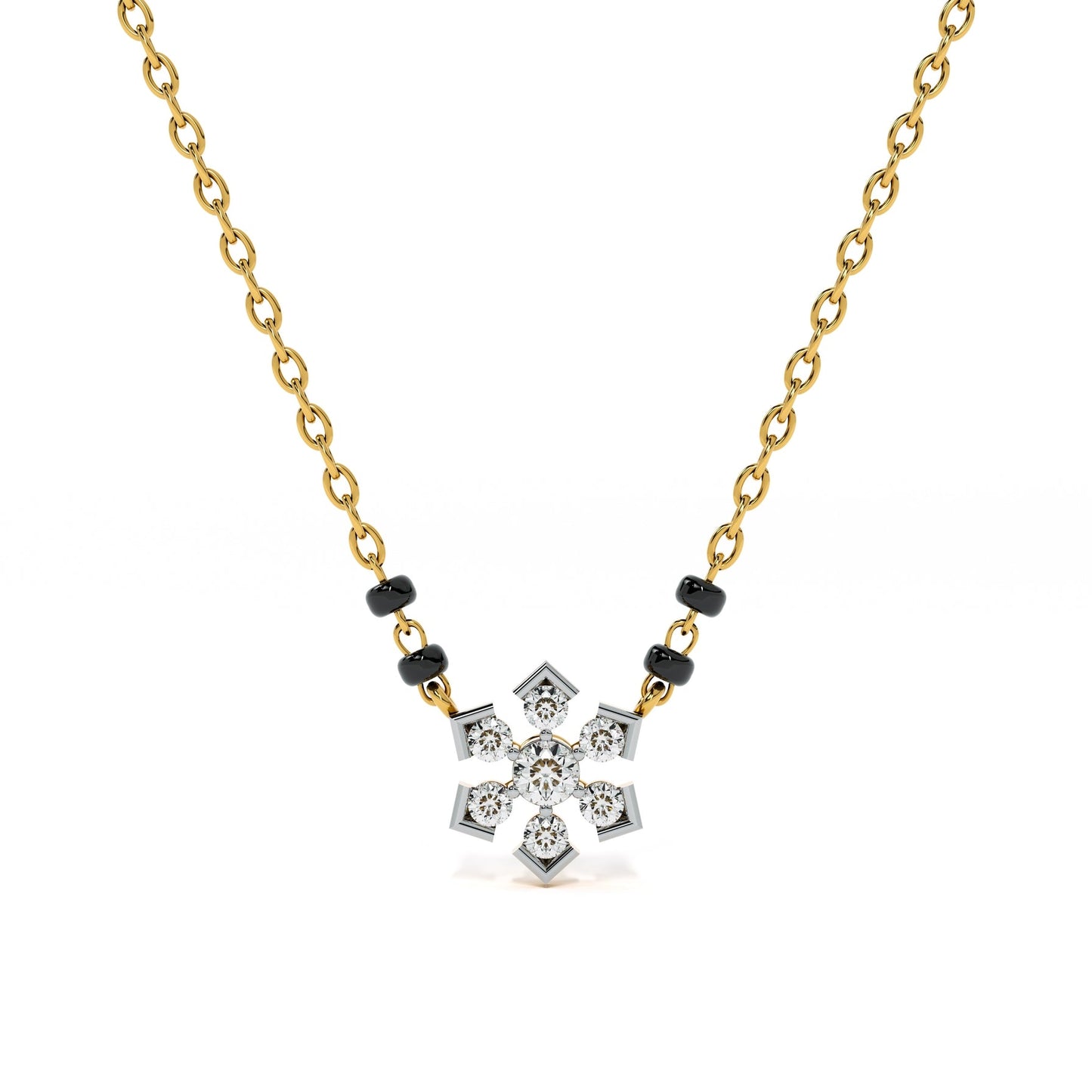 Floral Star 9KT Gold Laboratory Grown Diamond Mangalsutra