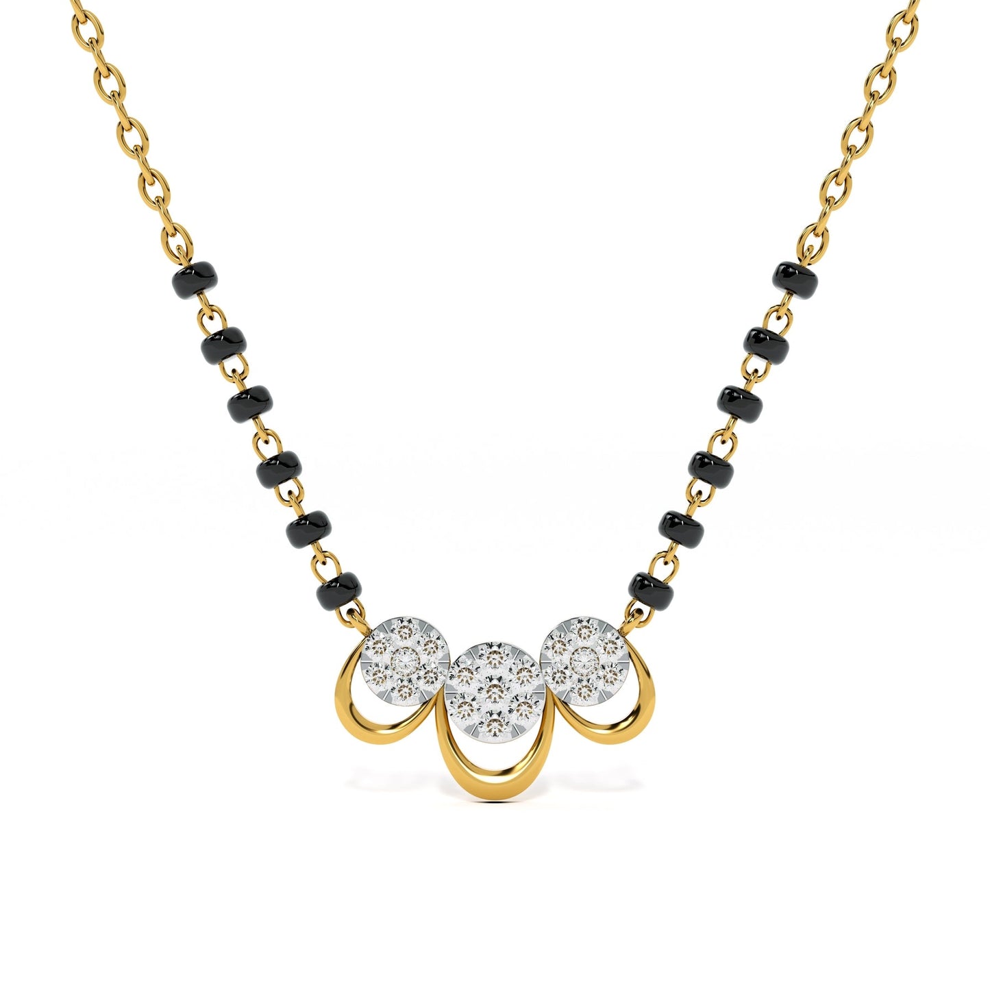 Graceful Dual Circle 9KT Gold Laboratory Grown Diamond Mangalsutra