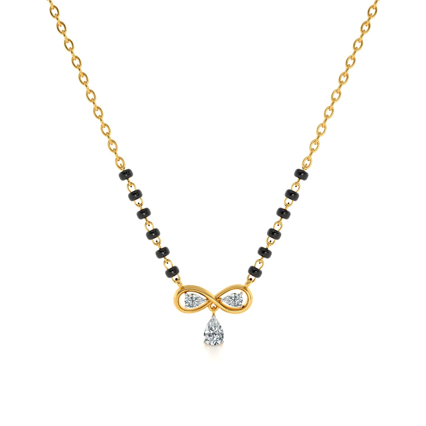 Infinity Bow Drop 9KT Gold Laboratory Grown Diamond Mangalsutra