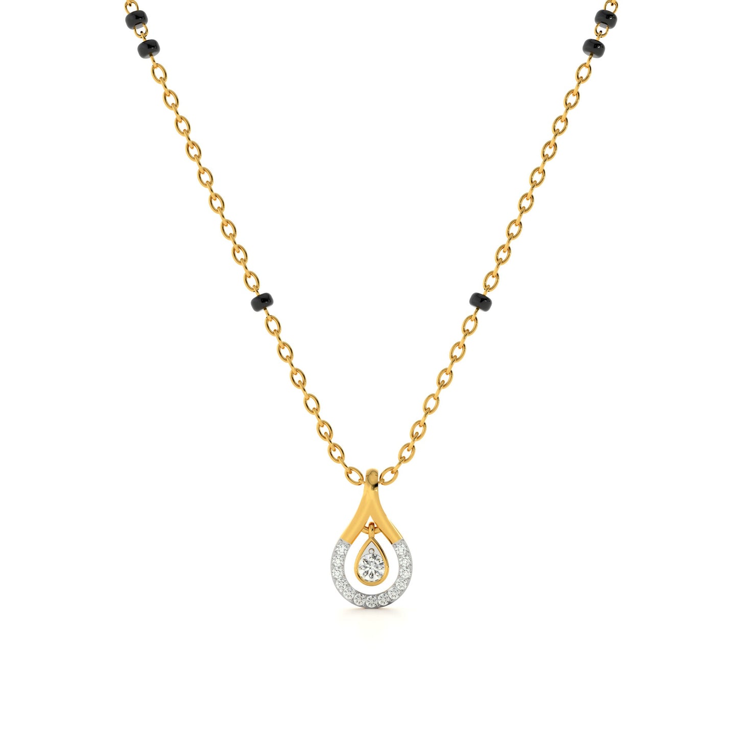 Halo Teardrop Glow 9KT Gold Laboratory Grown Diamond Mangalsutra