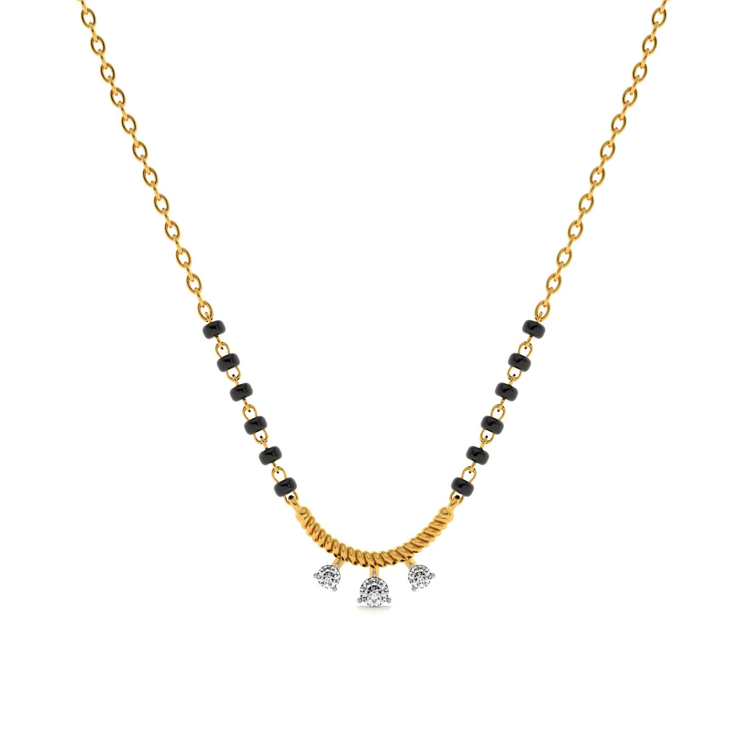 Crescent Bond 9KT Gold Laboratory Grown Diamond Mangalsutra