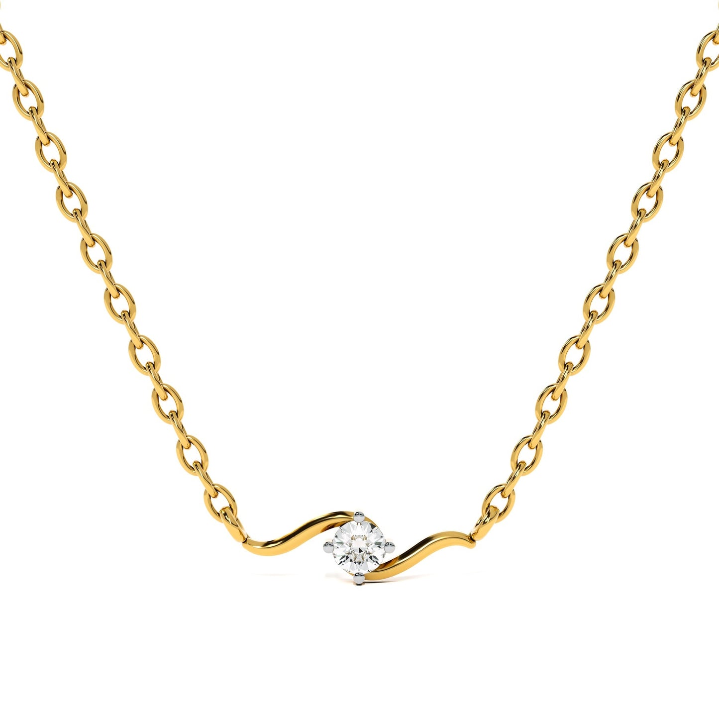 Classic Wave Glow 9KT Gold Laboratory Grown Diamond Mangalsutra