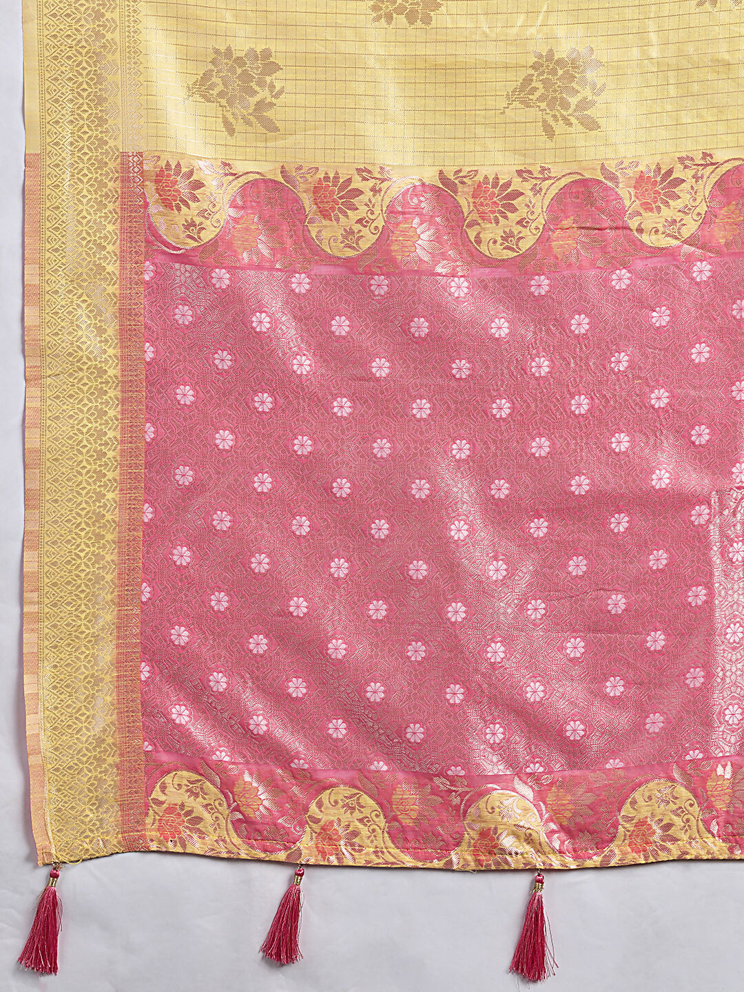 Shree Shyam Fashion Yellow Linen Cotton Saree