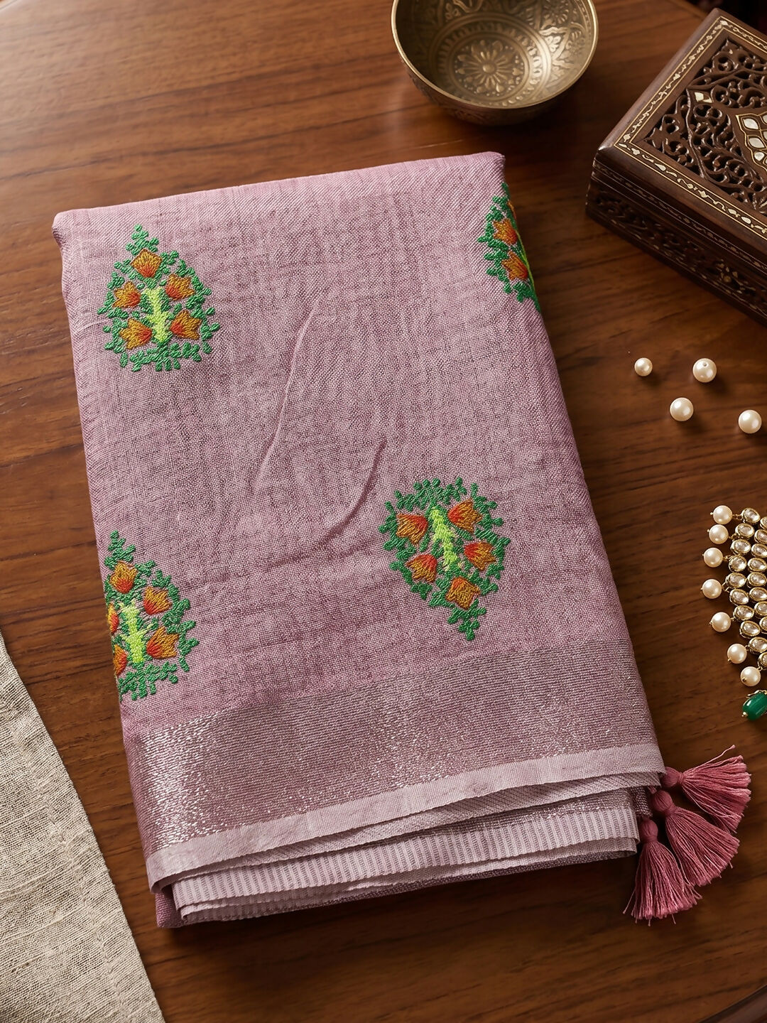 Shree Shyam Fashion Light Purple Linen Saree