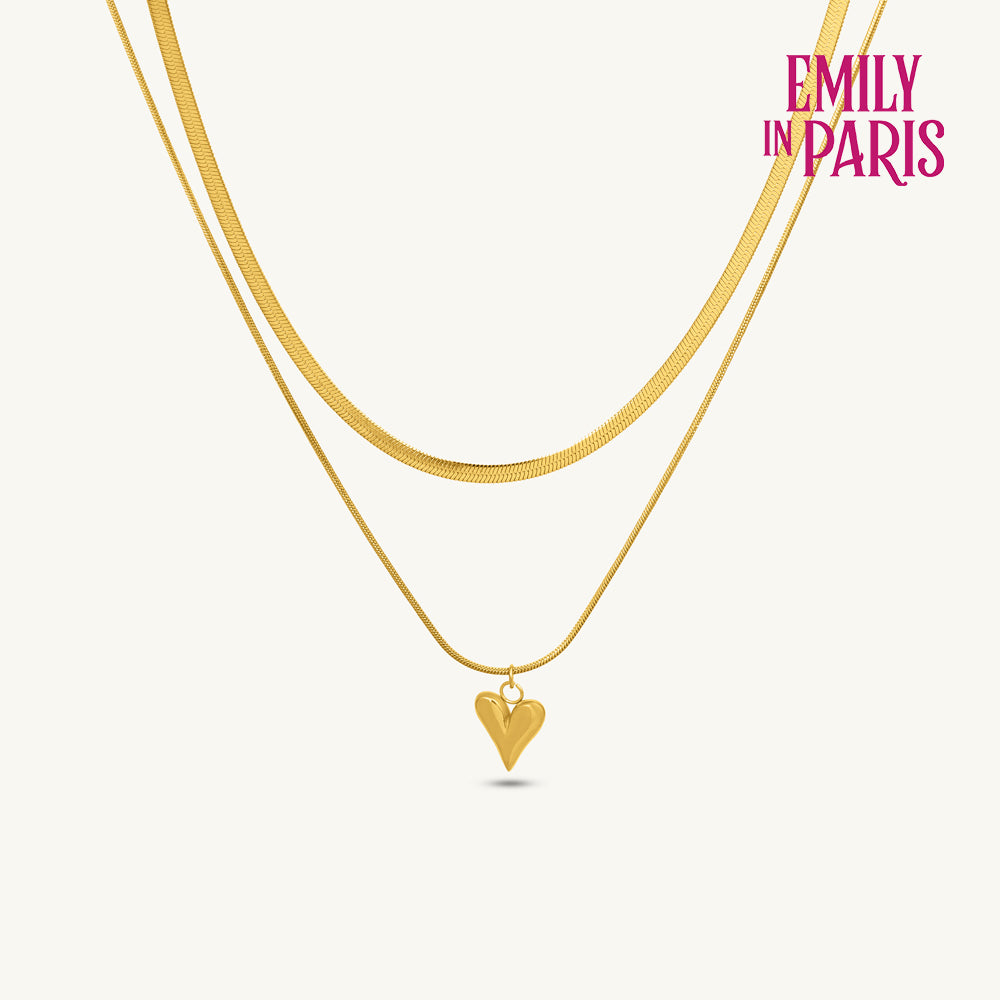 Dual-Strand Heart Drop Pendant Necklace