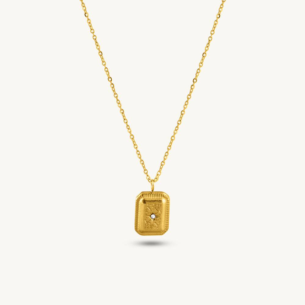 Vintage Radiance Rectangle Pendant Necklace