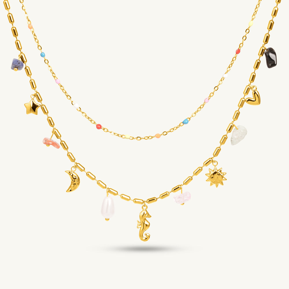 Boho Bead Charm Necklace