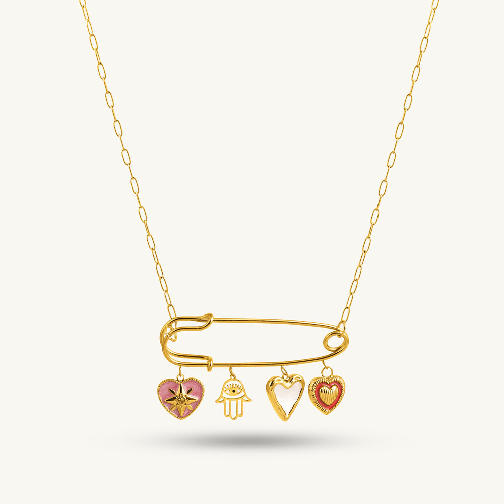Trendy Safety Pin Charm Necklace