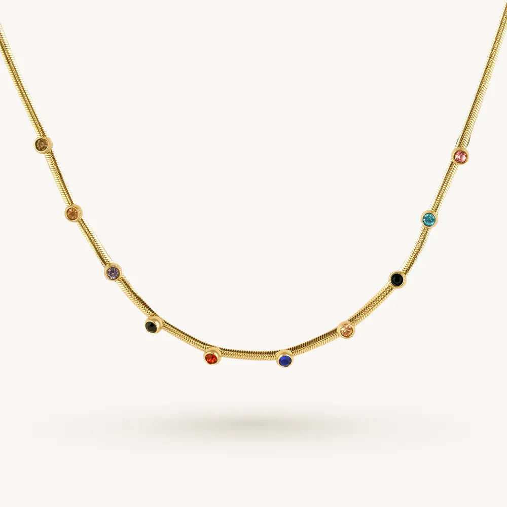 Multicolor Stone Station Necklace