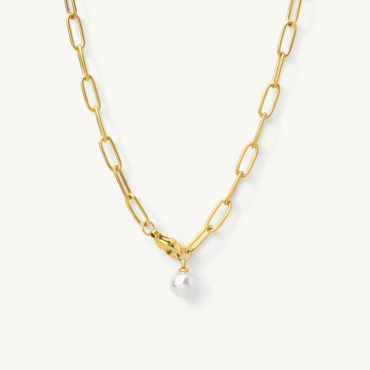 Link Chain Pearl Necklace