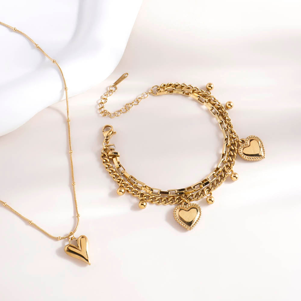 Elegant Heart Charm Jewellery Set
