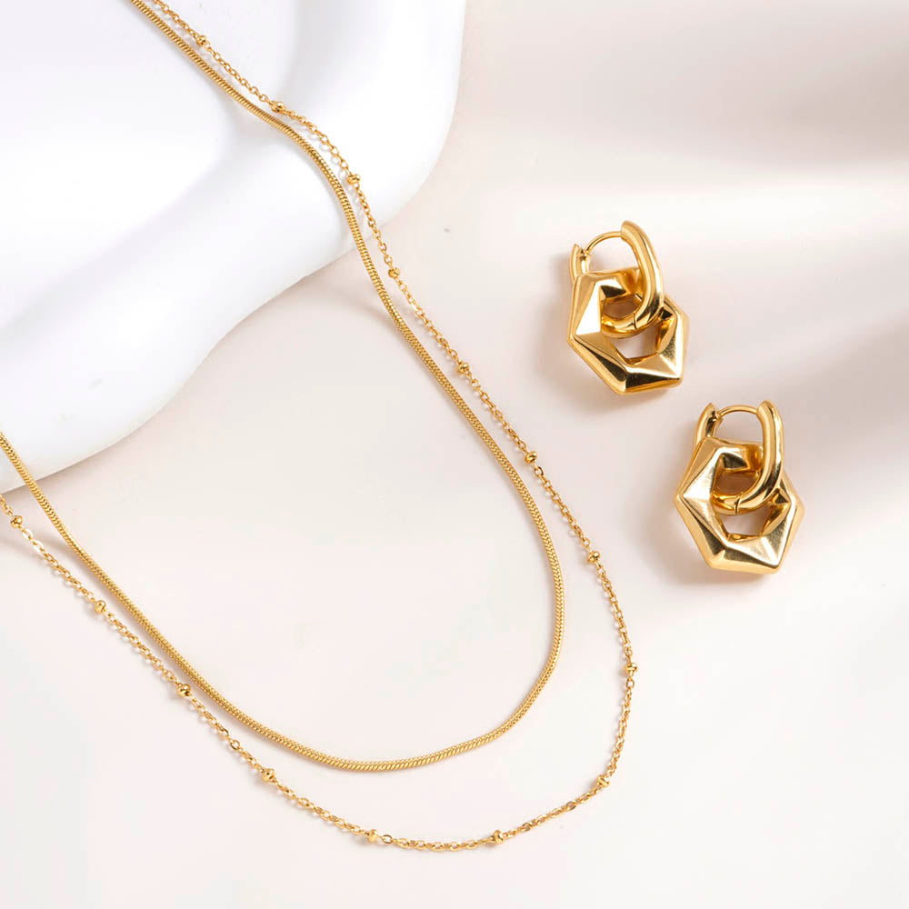 Golden Geometry Layered Jewellery Set