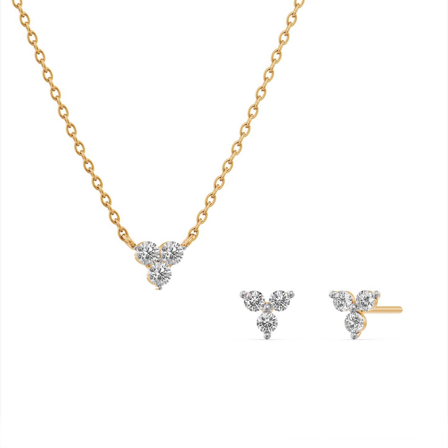 Tri Glow 9KT Gold Laboratory Grown Diamond Set