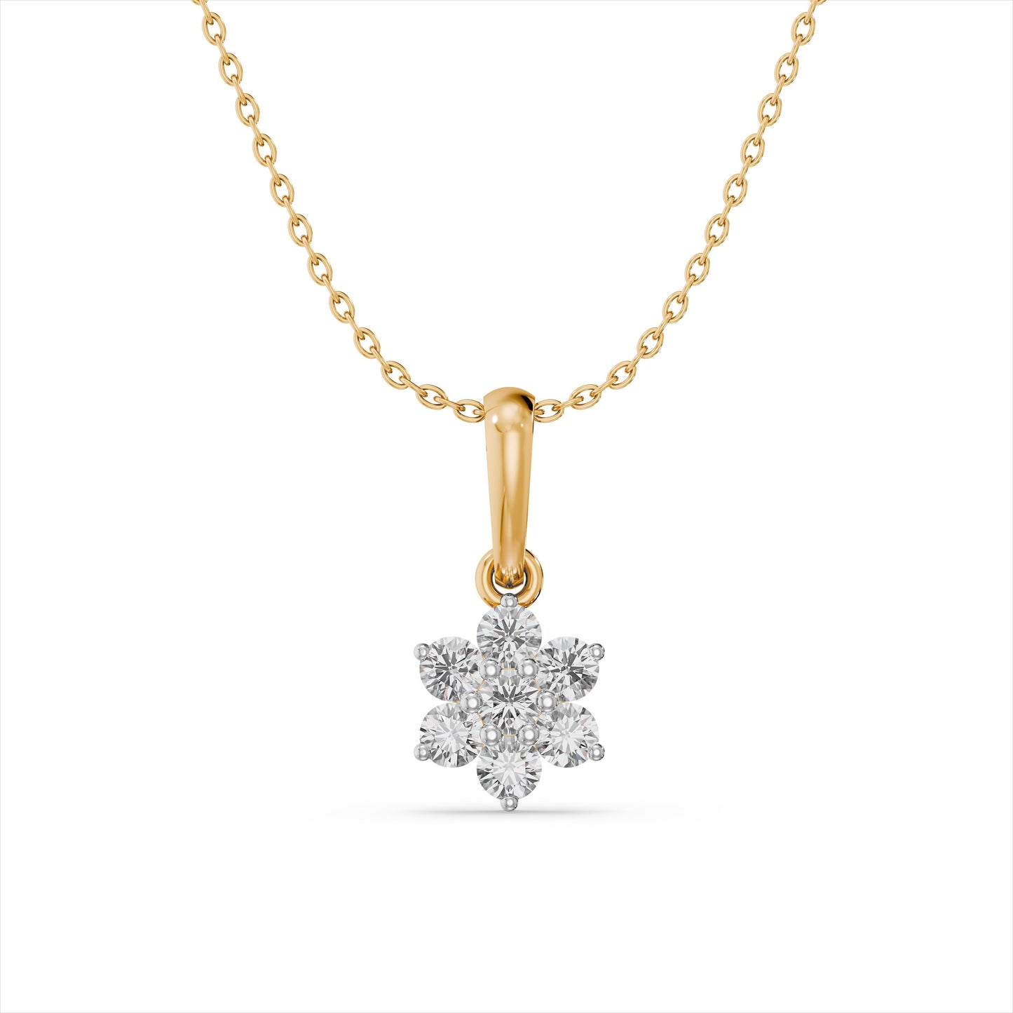 Gleaming Snowbud 9KT Gold Laboratory Grown Diamond Pendant Necklace