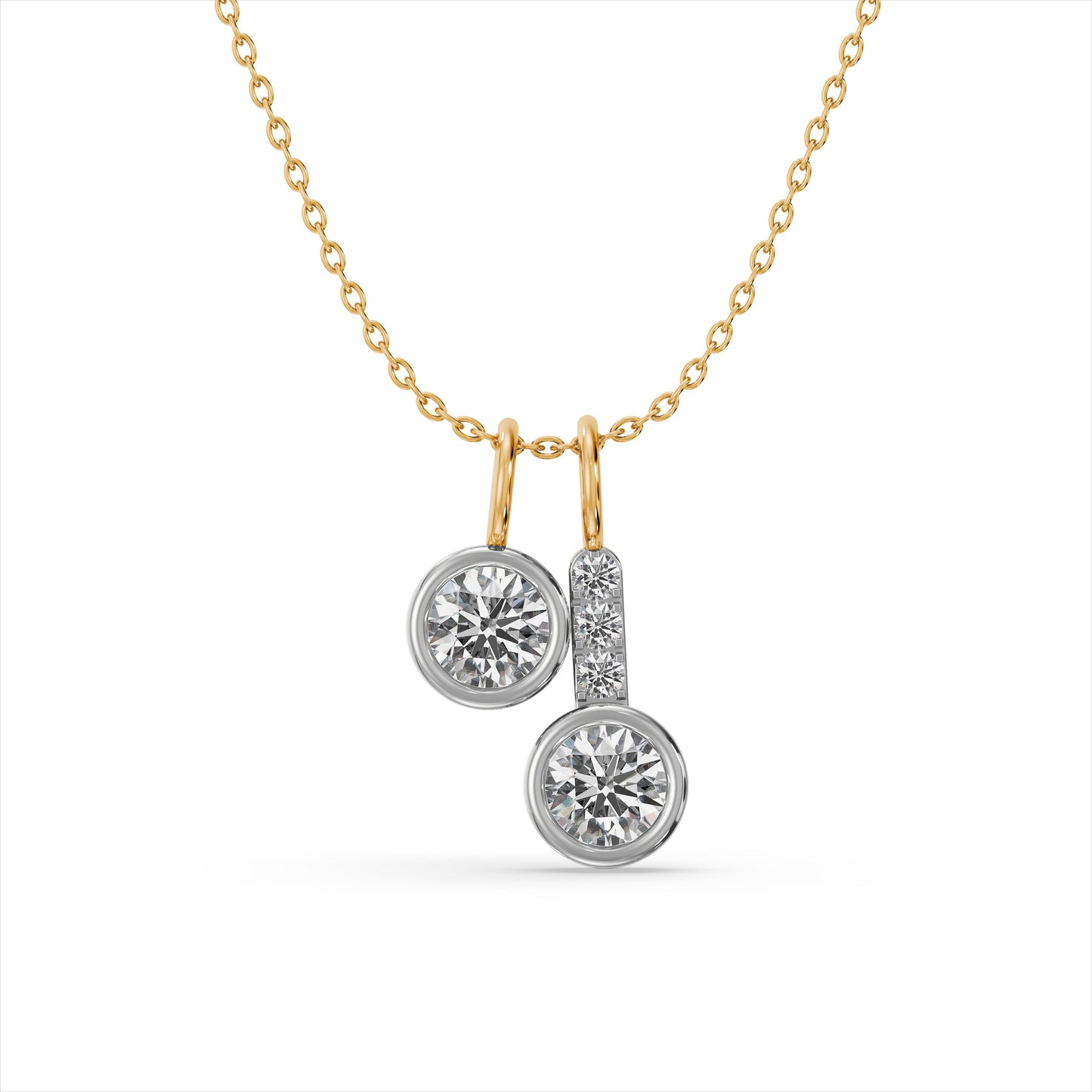 Gleaming Drops 9KT Gold Laboratory Grown Diamond Necklace