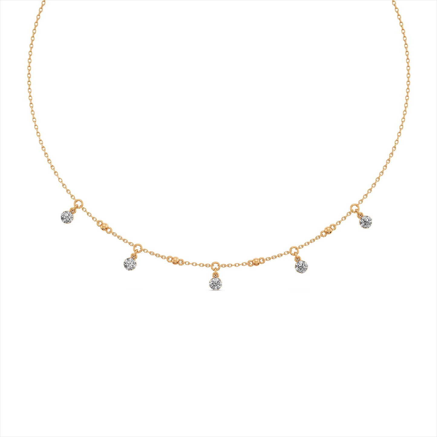 Graceful 9KT Gold Laboratory Grown Diamond Station Necklace
