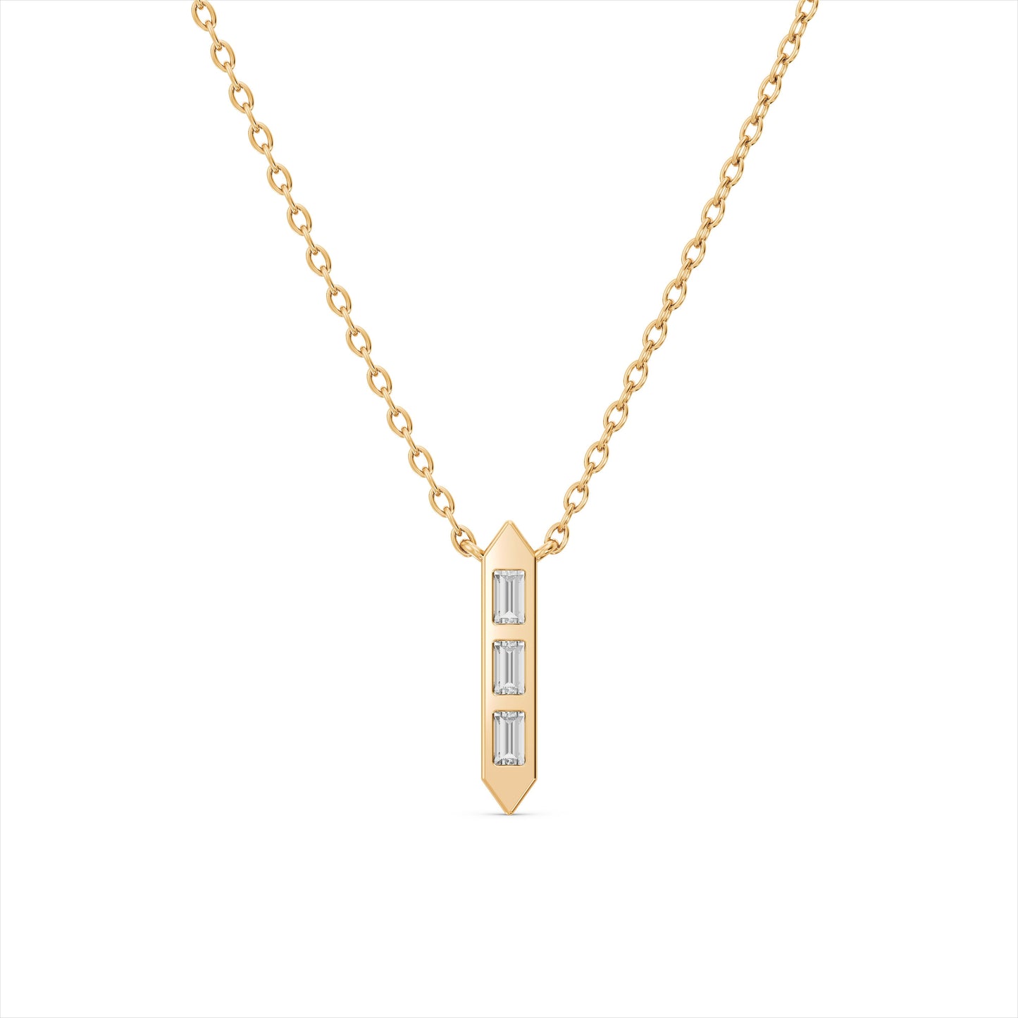 Bar 9KT Gold Laboratory Grown Diamond Necklace