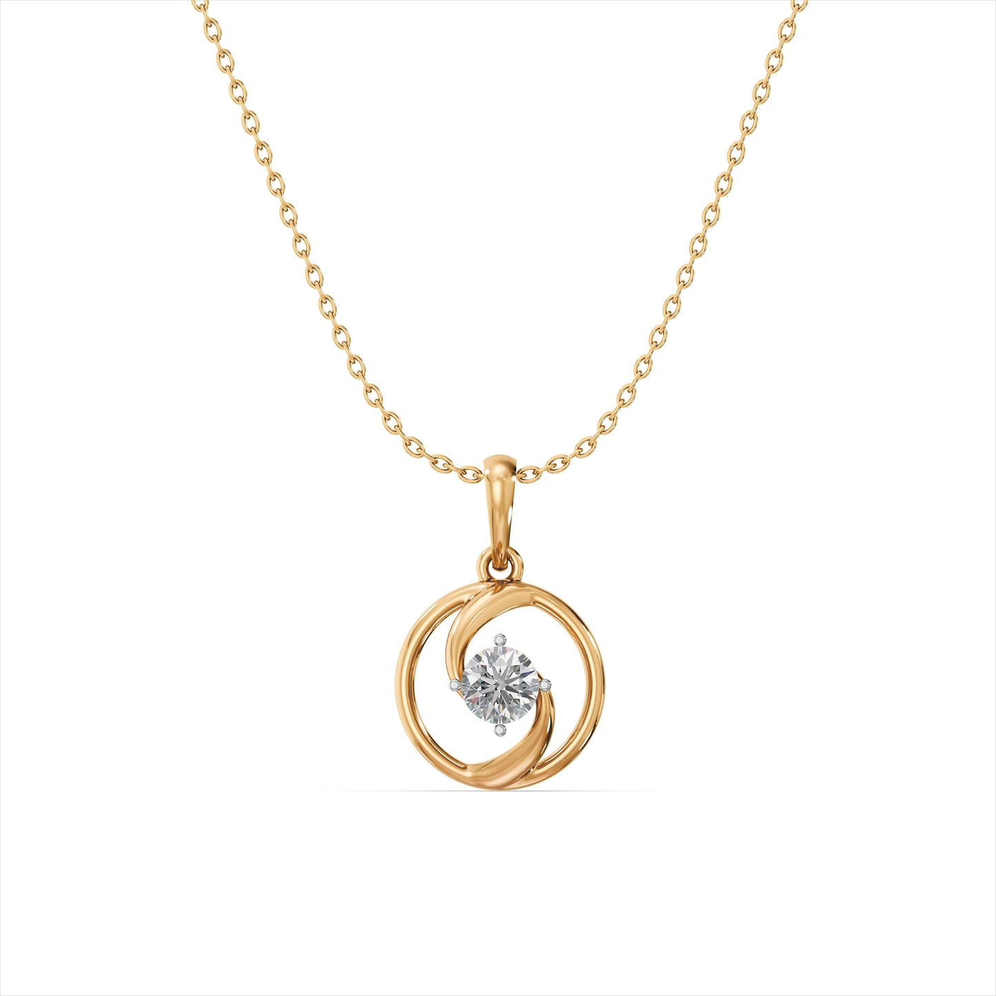 Spiral Glow 9KT Gold Laboratory Grown Diamond Pendant Necklace