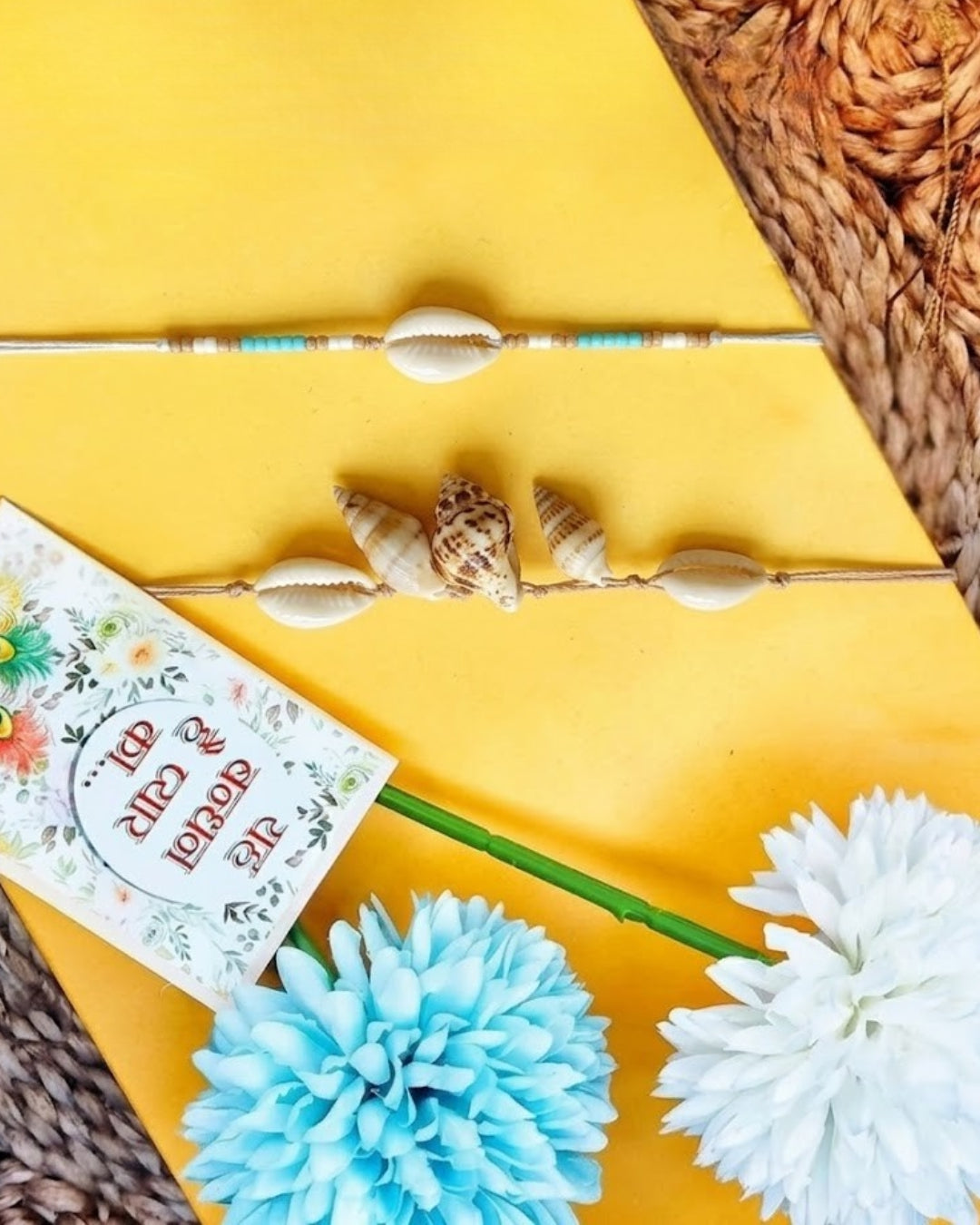 NVR Set of 2 Designer Thread Rakhi with Roli Chawal Chandan Mishri