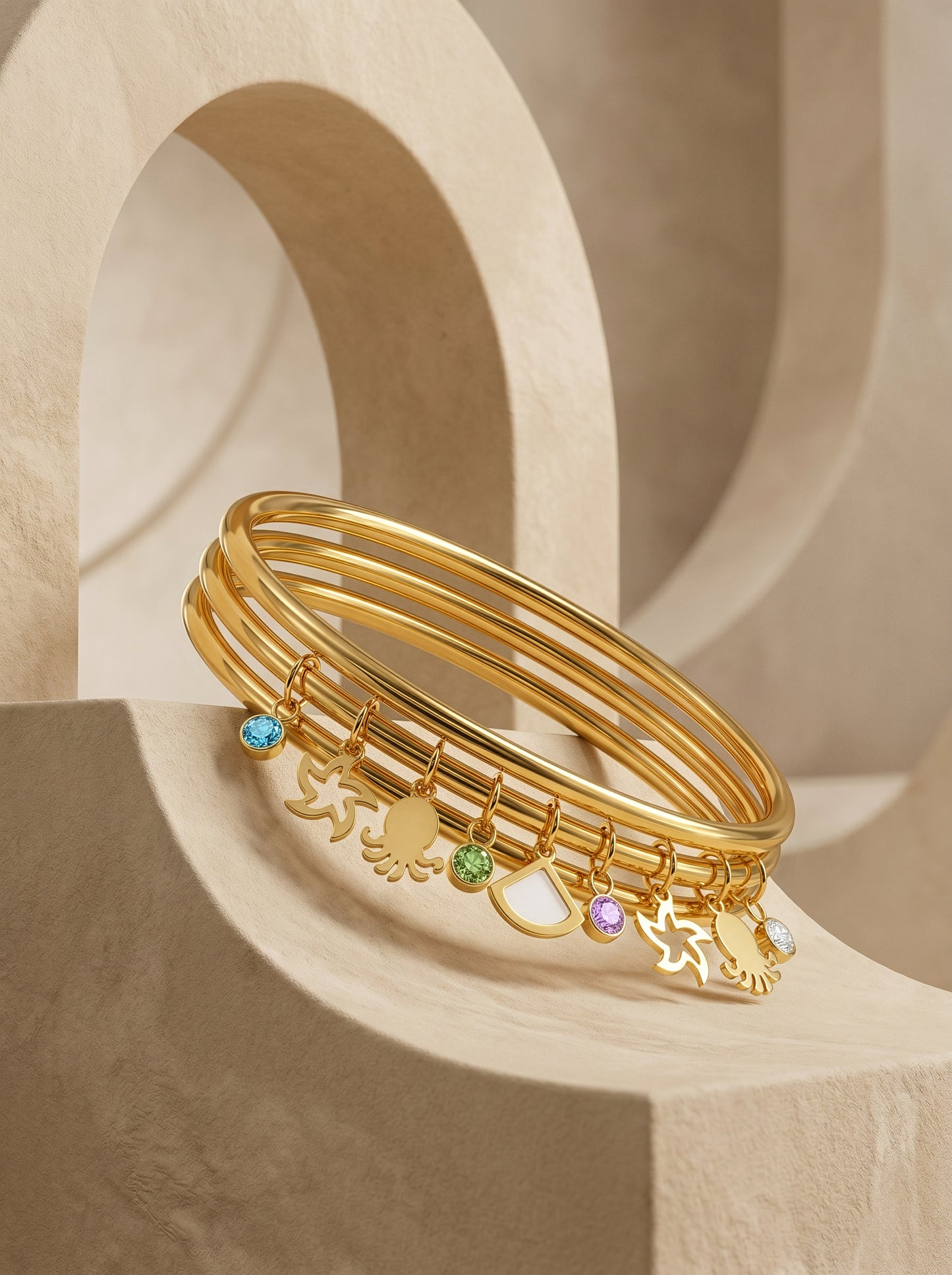 OnnMe by GIVA Charm Stack Loop Gold Plated Bracelet