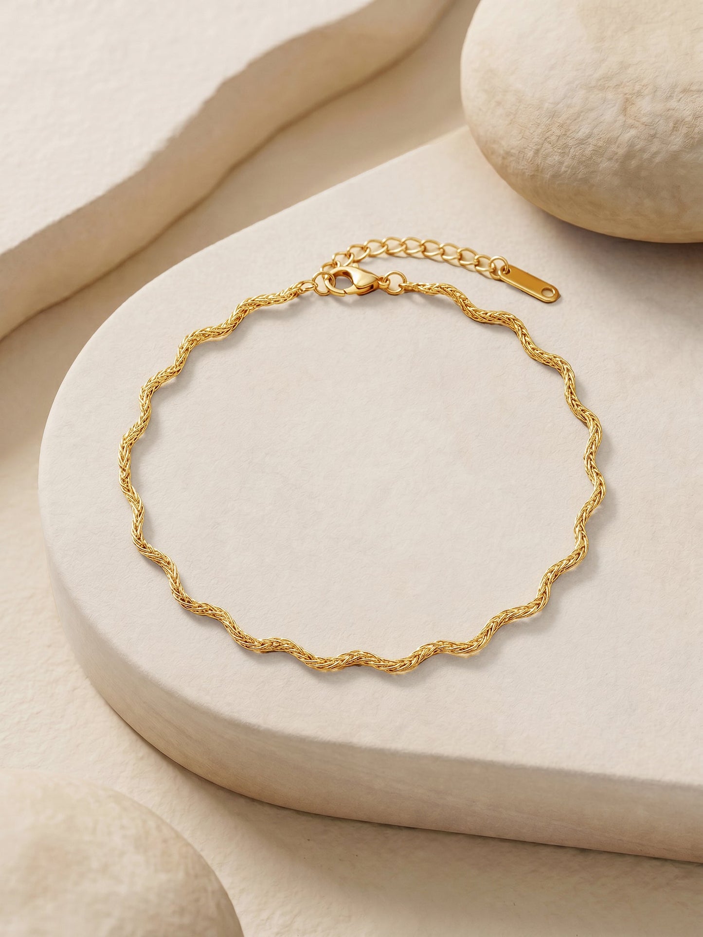 OnnMe by GIVA Wavy Rush Gold Plated Chain Bracelet