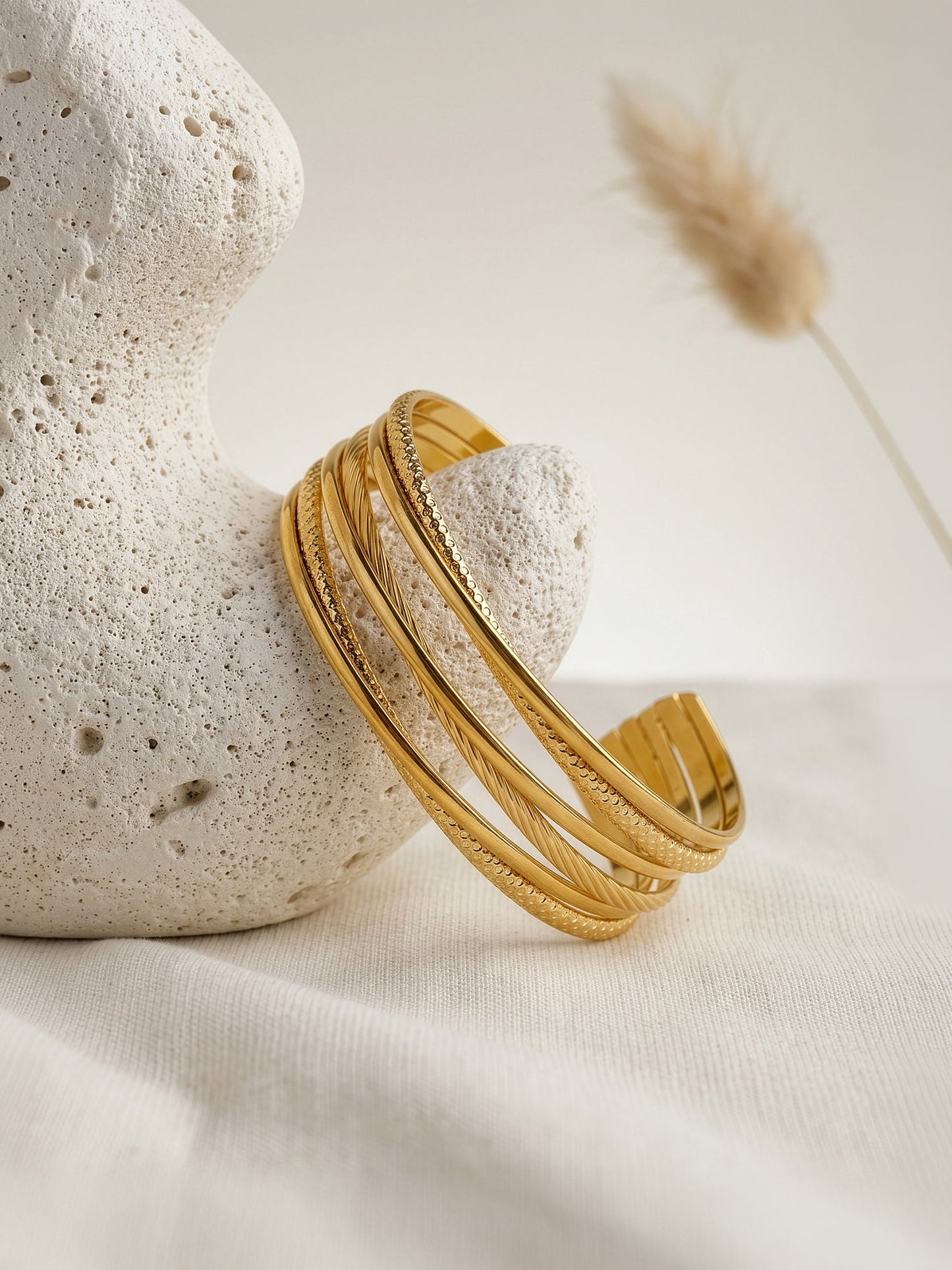 OnnMe by GIVA Layer Panic Gold Plated Cuff Bracelet