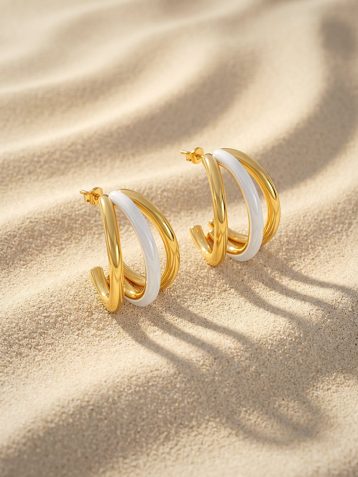 OnnMe by GIVA Gold Chunky Triplet Earring for Her