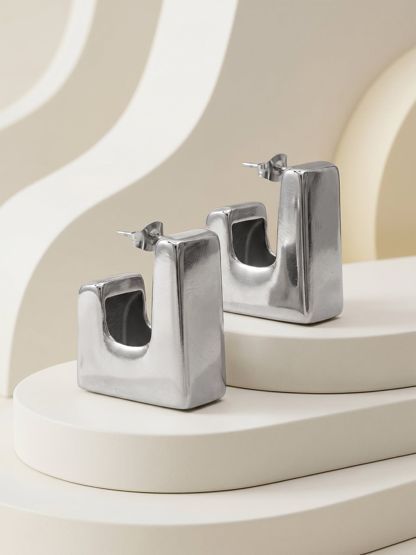 OnnMe by GIVA Square Up Rhodium Plated Earrings