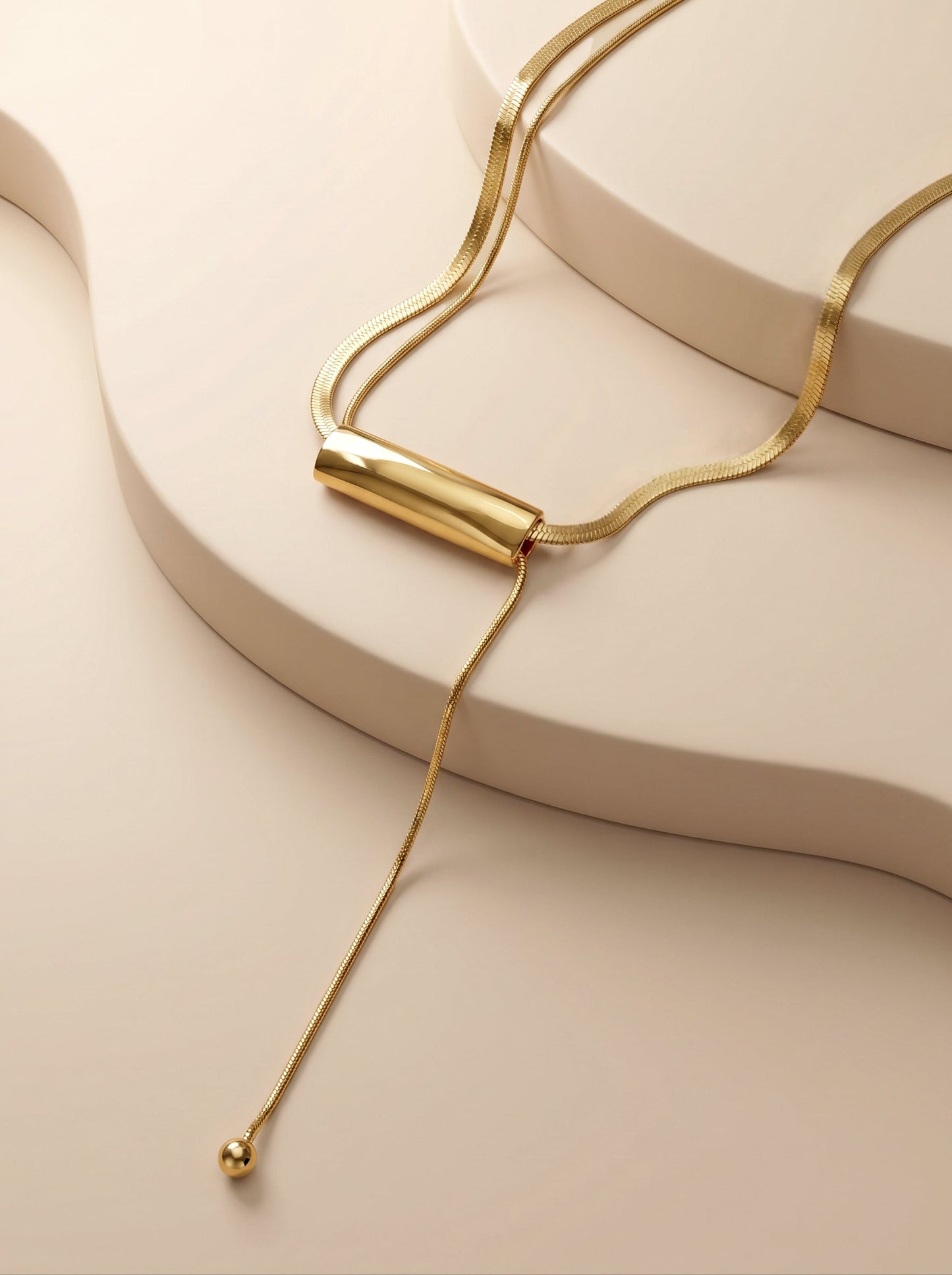 OnnMe by GIVA Clean Line Gold Plated Lariat Necklace