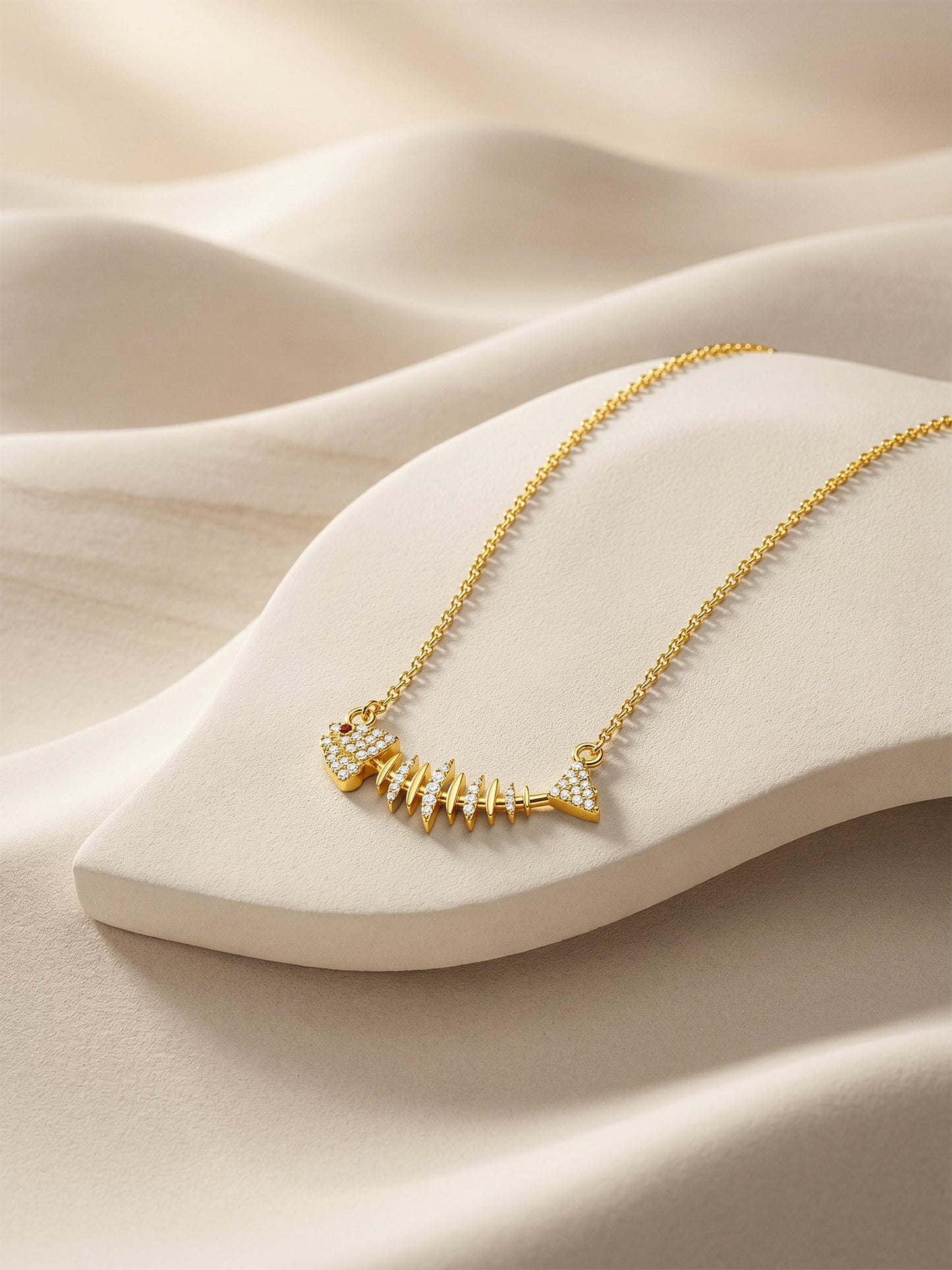 OnnMe by GIVA Fishbone Drop Chain Gold Plated Necklace