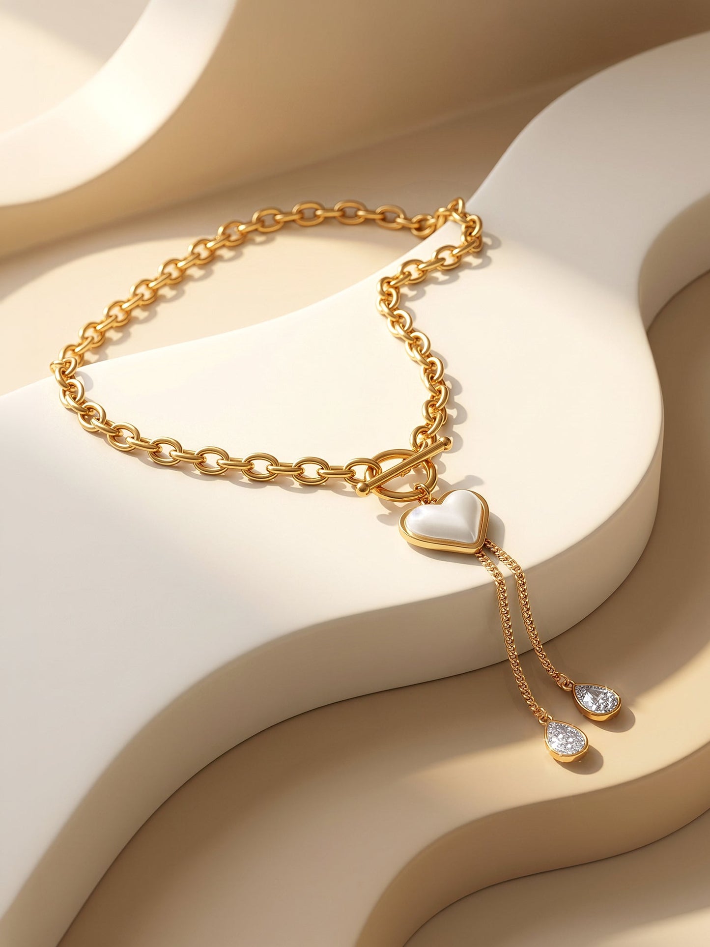 OnnMe by GIVA Heart Drip Gold Plated Lariat Necklace