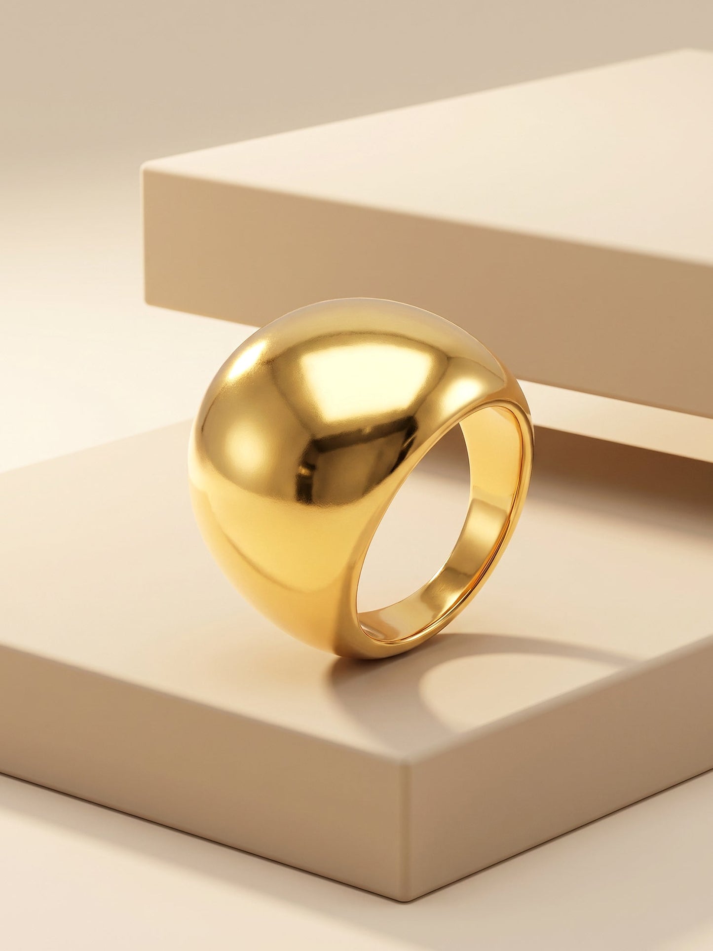 OnnMe by GIVA Molten Blob Bold Gold Plated Ring (Size 14)