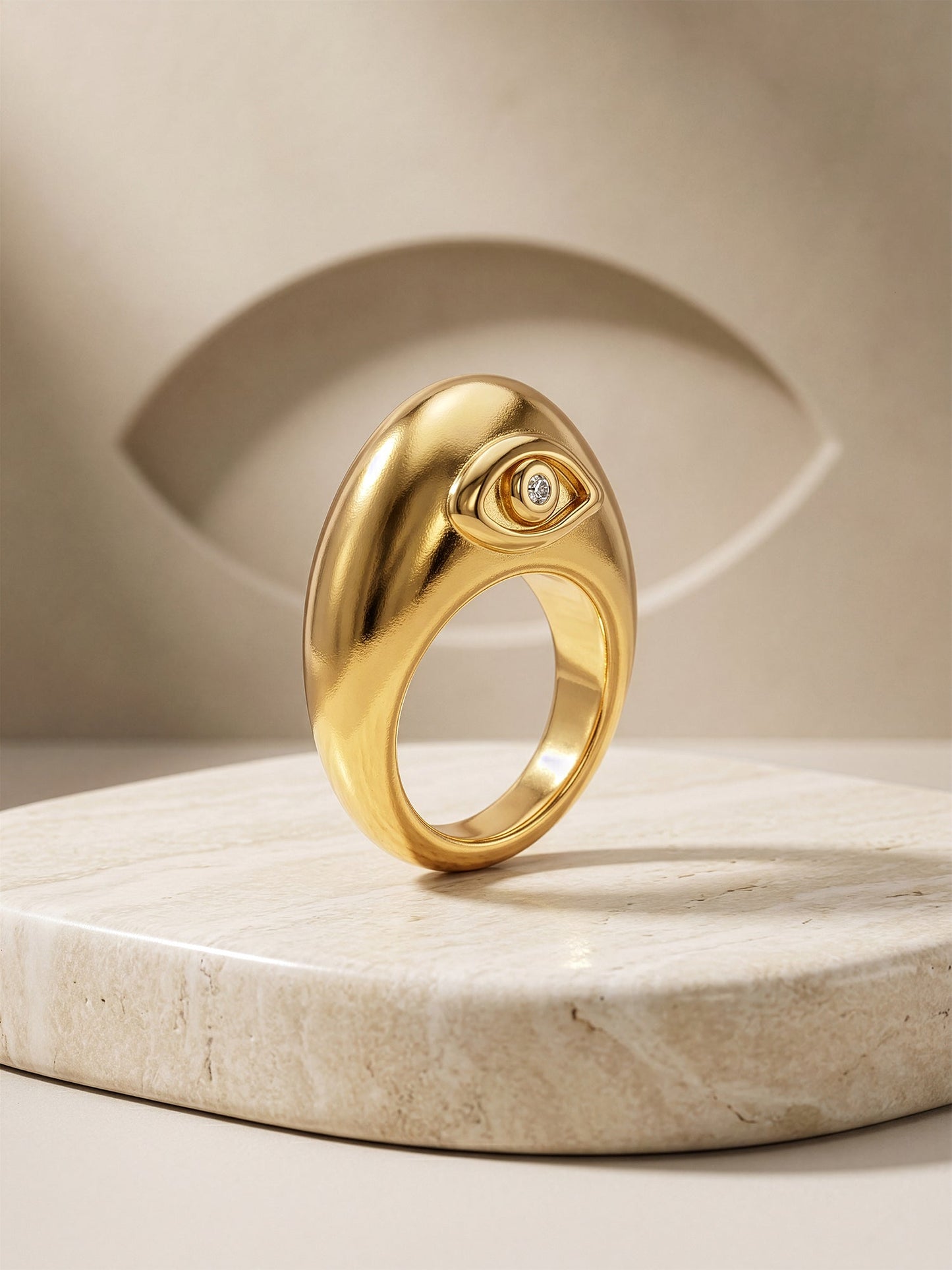 OnnMe by GIVA Eye Dome Energy Gold Plated Ring (Size 12)