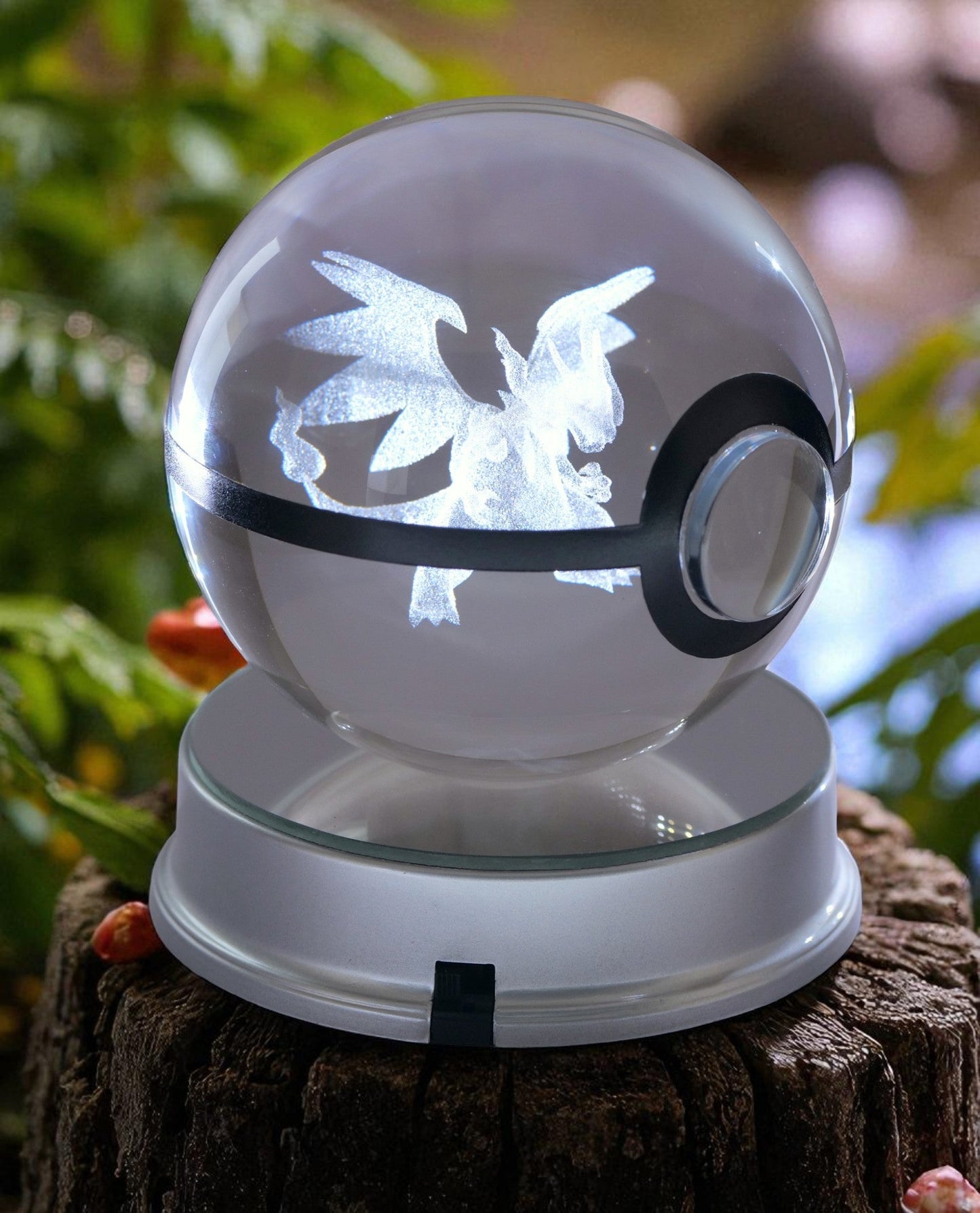 Pokémon Mega Charizard Crystal Poké Ball 3D Laser Engraved Figurine | Color Changing LED Night Lamp |PVC| Collectible by ShoppingNest