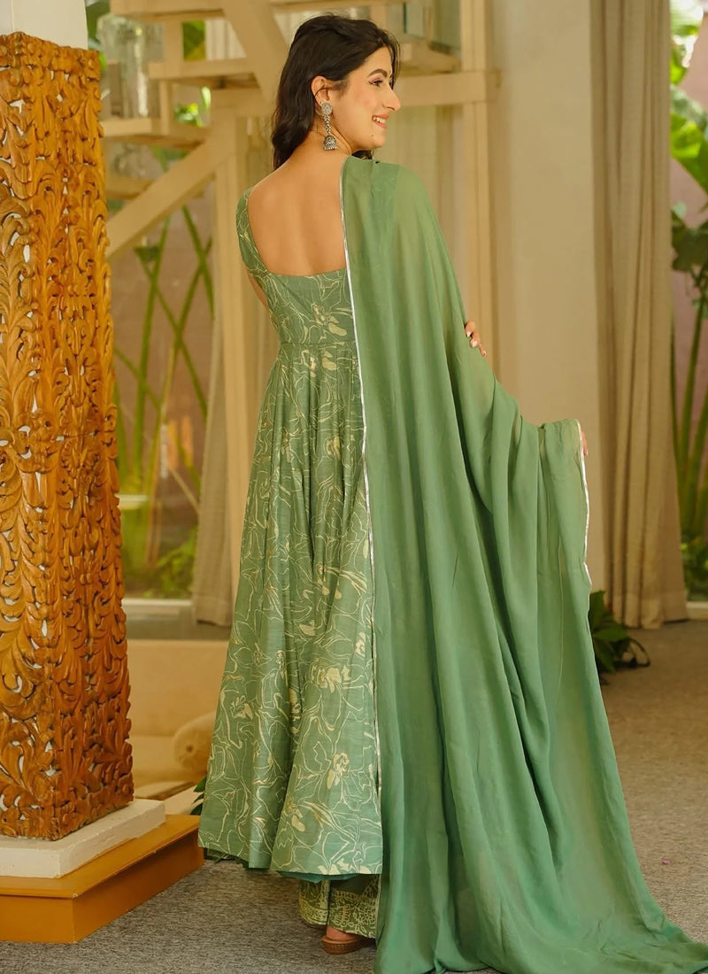 Vegaa Fashion Green Printed Muslin Salwar Suit