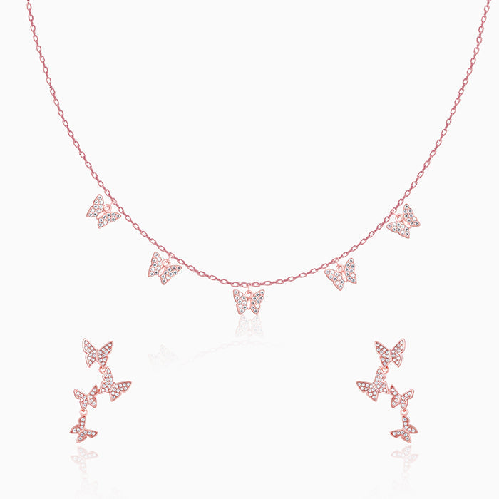 Rose Gold Wavering Wings Butterfly Set