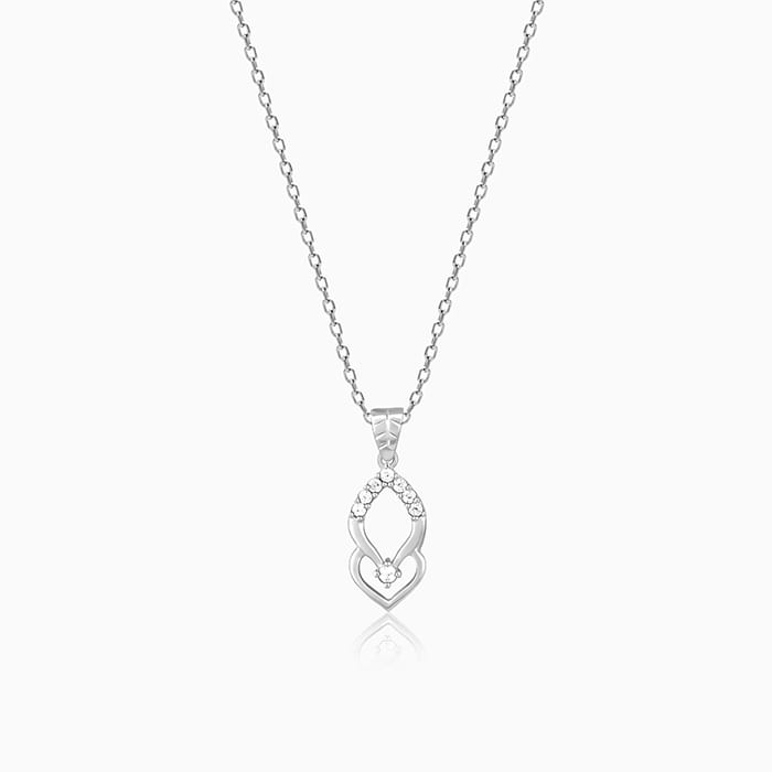 Silver Marquise Pendant With Link Chain