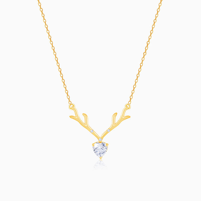 Golden Deer Heart Necklace