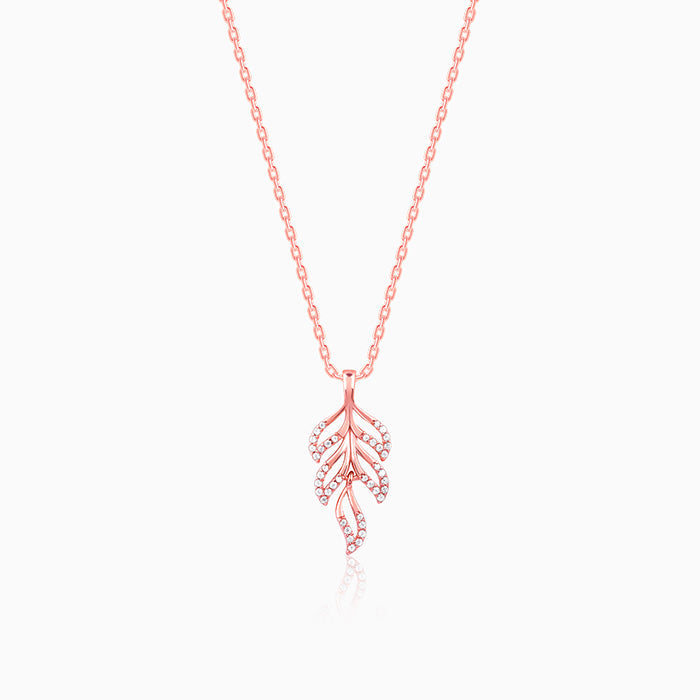 Rose Gold Komal Pankh Pendant With Link Chain