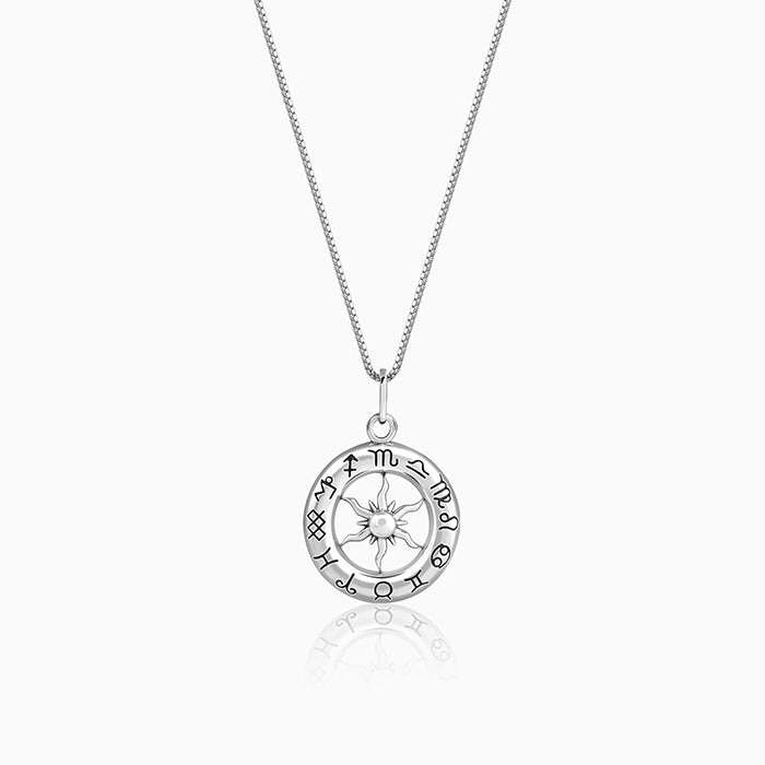 Oxidised Silver AstroHalo Pendant With Box Chain For Him