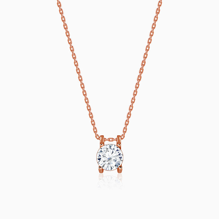 Rose Gold Solitaire Gleam Pendant With Link Chain