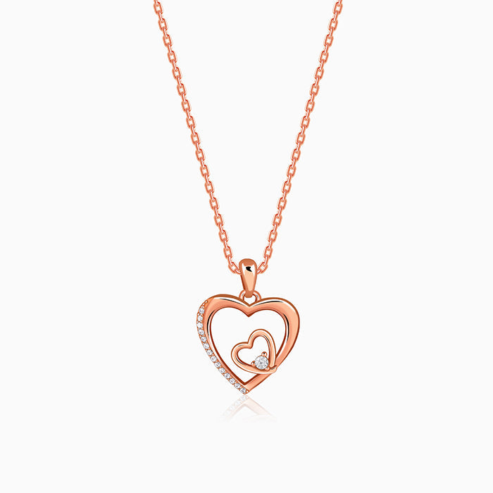 Rose Gold Rose Harmony Pendant With Link Chain