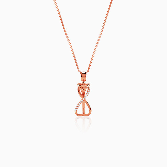 Rose Gold Zirconia Infinity Pendant With Link Chain