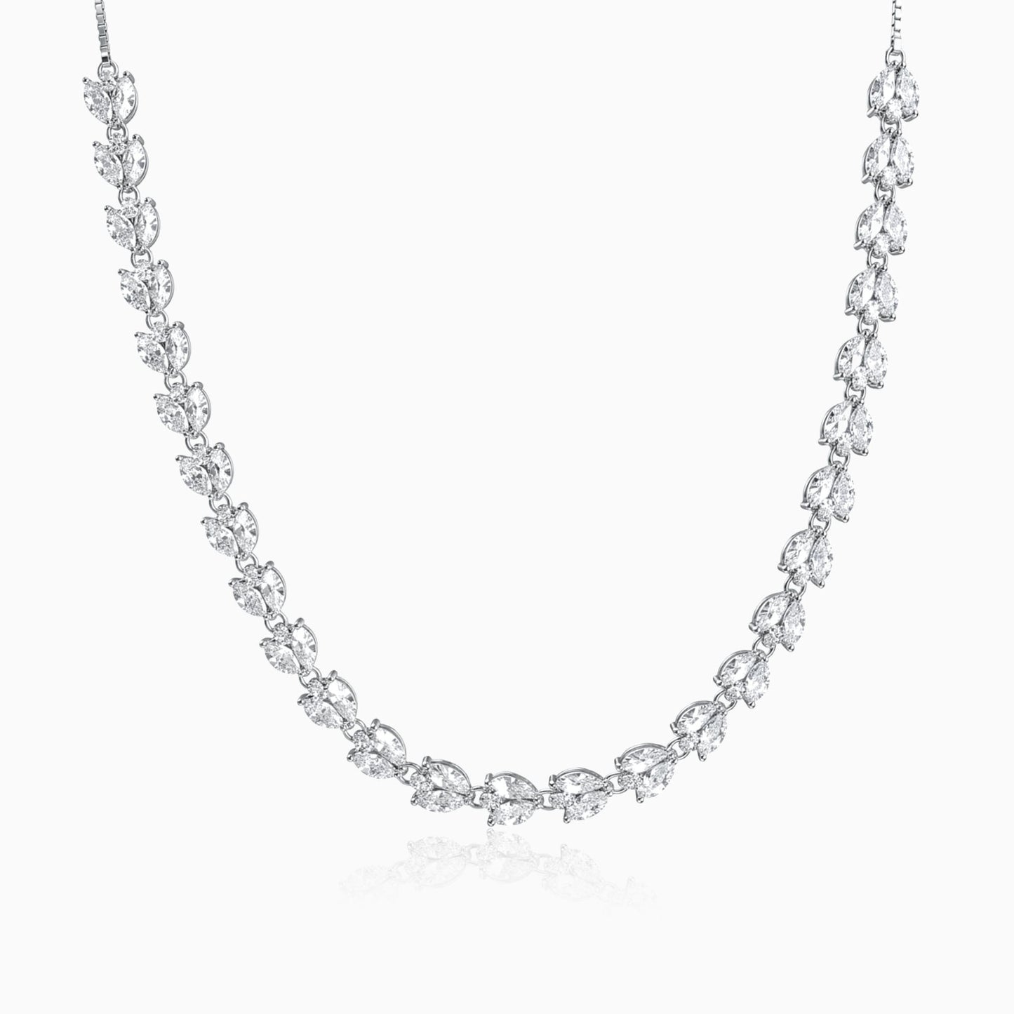Silver Leaf Glow Choker Necklace