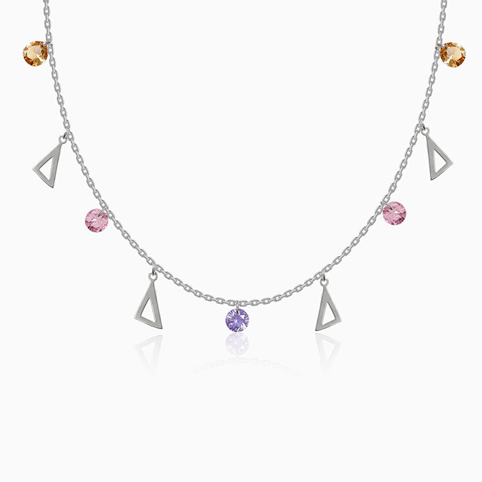 Silver Geometric Charm Choker Necklace