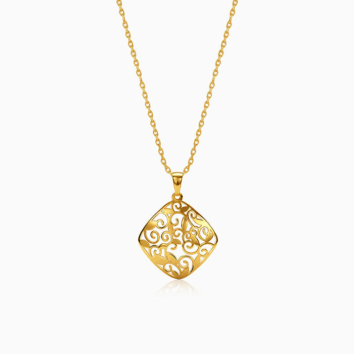 Golden Modern Relic Pendant With Link Chain