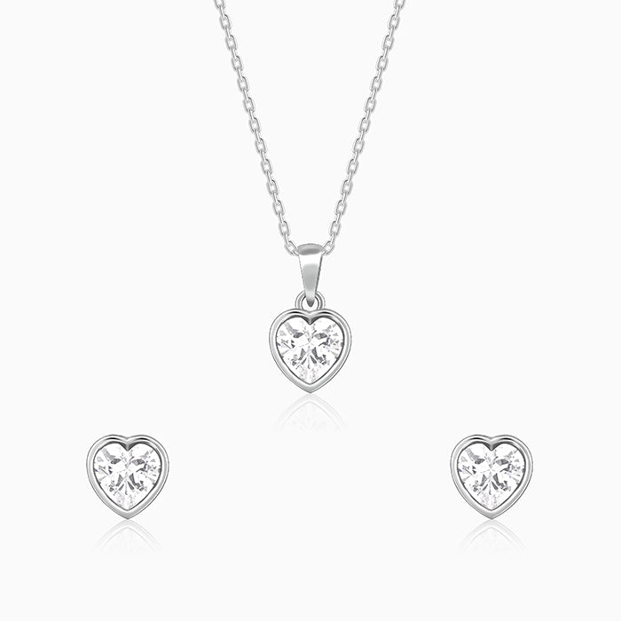 Silver Coeur Set with Link Chain