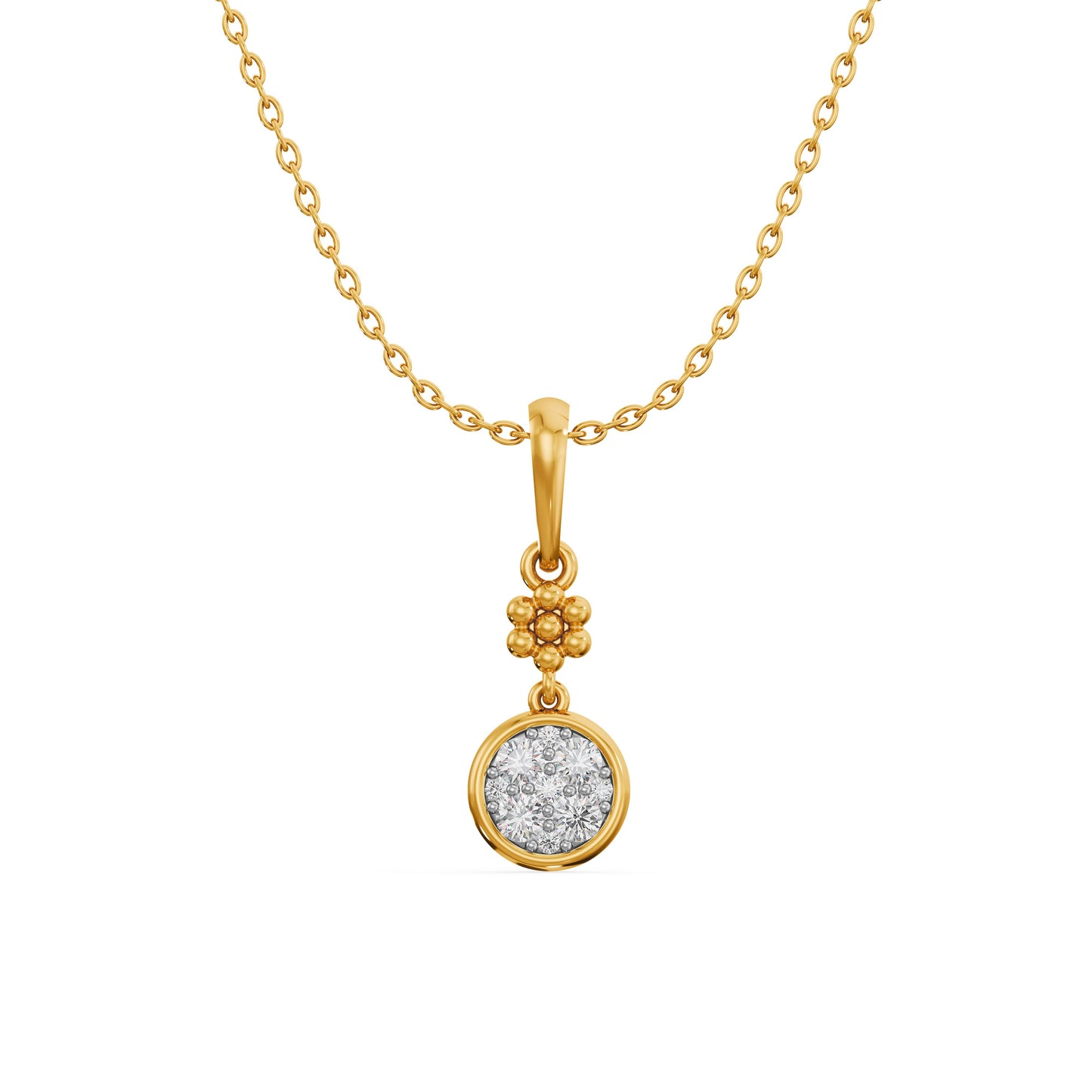 Floral Halo 9KT Gold Laboratory Grown Diamond Pendant