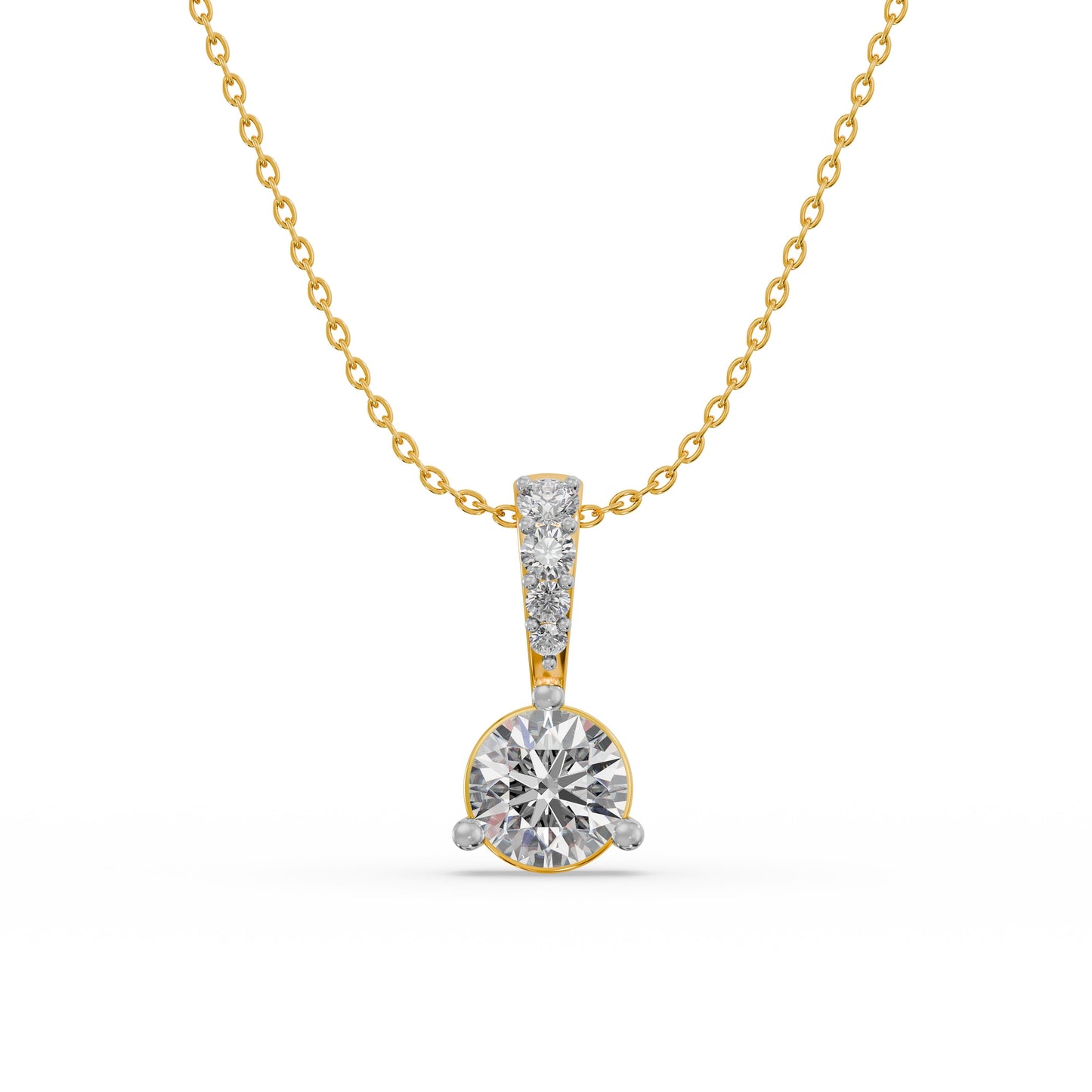 Glinting Solitaire 9KT Gold Laboratory Grown Diamond Pendant